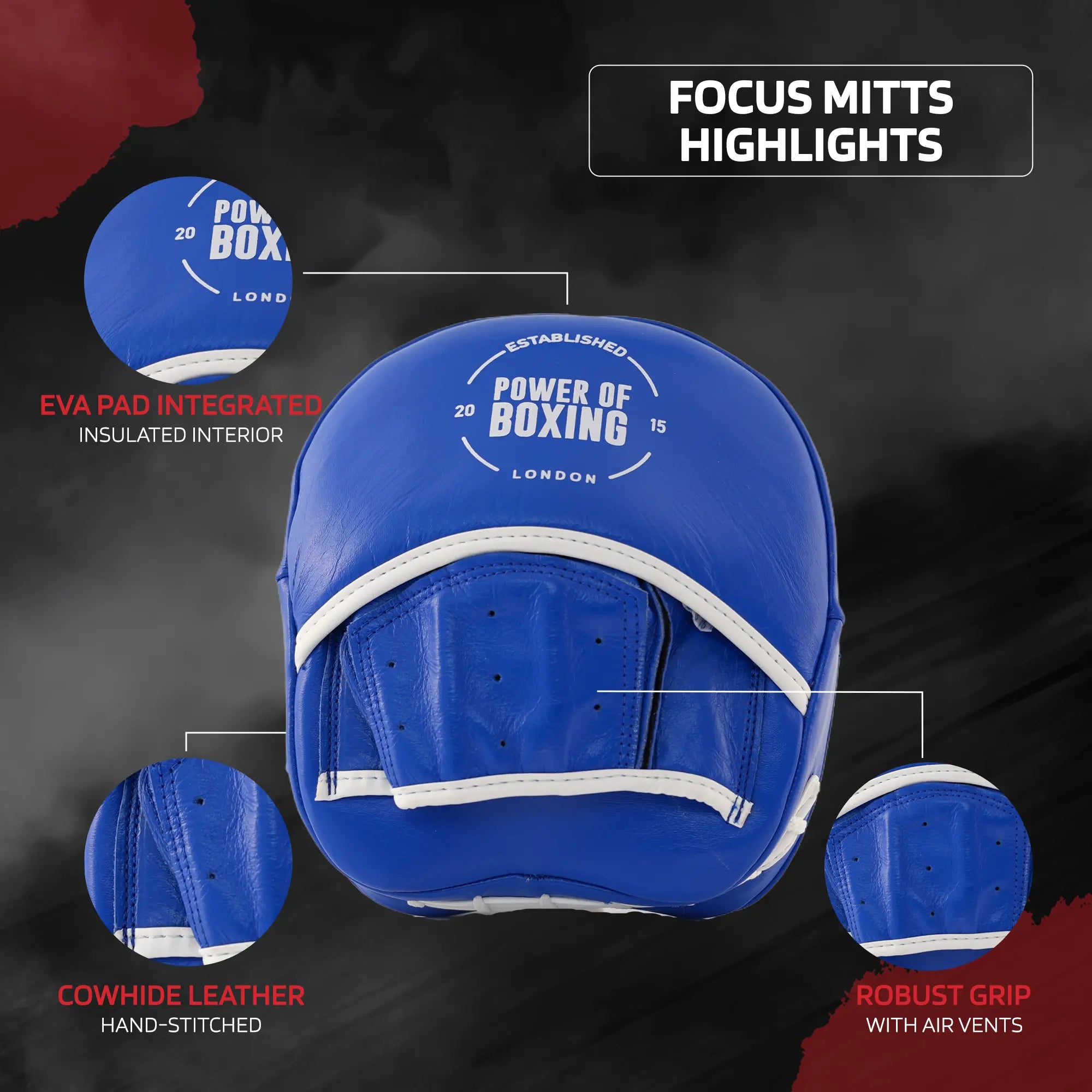 Leather Focus Mitts - Prime Legacy - Royal Blue | Durable Boxing Training Mitts