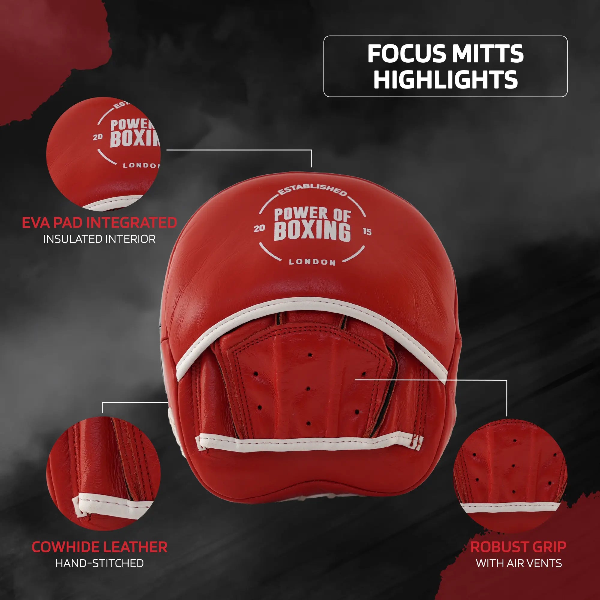 Leather Focus Mitts - Prime Legacy - Royal Red | Durable Boxing Focus Mitts